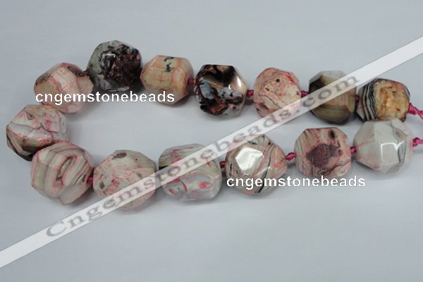 CAG5597 15 inches 25mm faceted nuggets agate gemstone beads