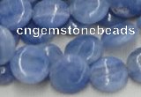 CAG560 16 inches 14mm flat round blue agate gemstone beads wholesale