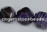 CAG5600 15 inches 24mm faceted nuggets agate gemstone beads