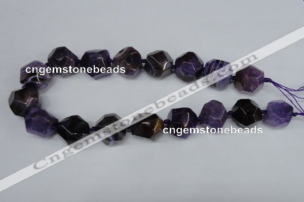 CAG5600 15 inches 24mm faceted nuggets agate gemstone beads