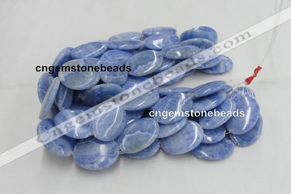 CAG561 16 inches 15*20mm oval blue agate gemstone beads wholesale