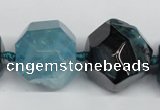 CAG5611 15 inches 25mm faceted nuggets agate gemstone beads
