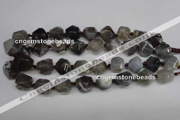 CAG5614 15 inches 18mm faceted nuggets agate gemstone beads