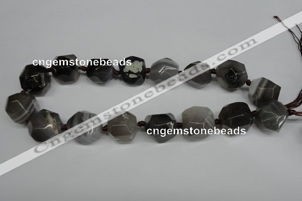 CAG5615 15 inches 20mm faceted nuggets agate gemstone beads