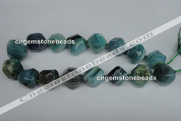 CAG5617 15 inches 24mm faceted nuggets agate gemstone beads