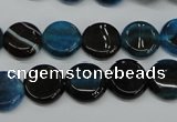 CAG5627 15 inches 12mm flat round dragon veins agate beads