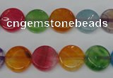 CAG5634 15 inches 12mm flat round dragon veins agate beads