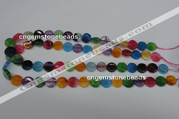 CAG5634 15 inches 12mm flat round dragon veins agate beads