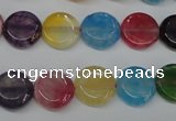 CAG5635 15 inches 12mm flat round dragon veins agate beads