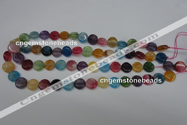 CAG5635 15 inches 12mm flat round dragon veins agate beads