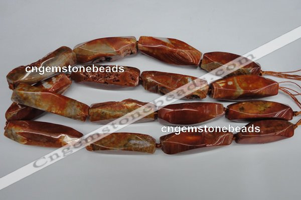 CAG5638 15 inches 15*45mm faceted nuggets agate gemstone beads