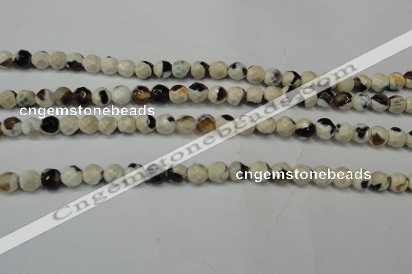 CAG5650 15 inches 4mm faceted round fire crackle agate beads