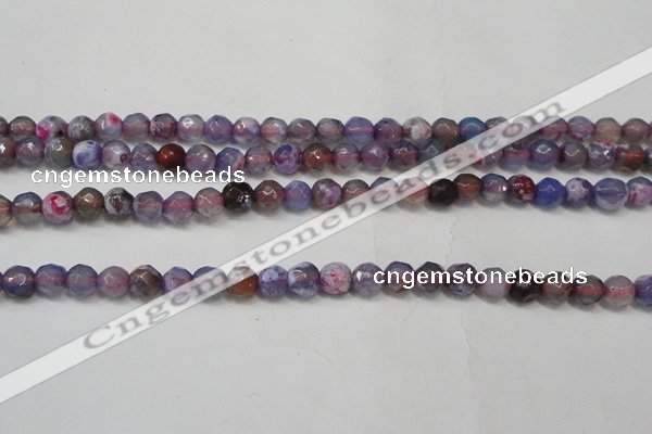 CAG5652 15 inches 4mm faceted round fire crackle agate beads