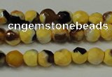 CAG5653 15 inches 4mm faceted round fire crackle agate beads