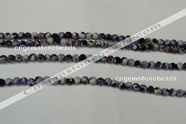 CAG5654 15 inches 4mm faceted round fire crackle agate beads