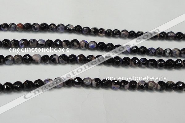 CAG5655 15 inches 4mm faceted round fire crackle agate beads