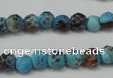 CAG5658 15 inches 4mm faceted round fire crackle agate beads