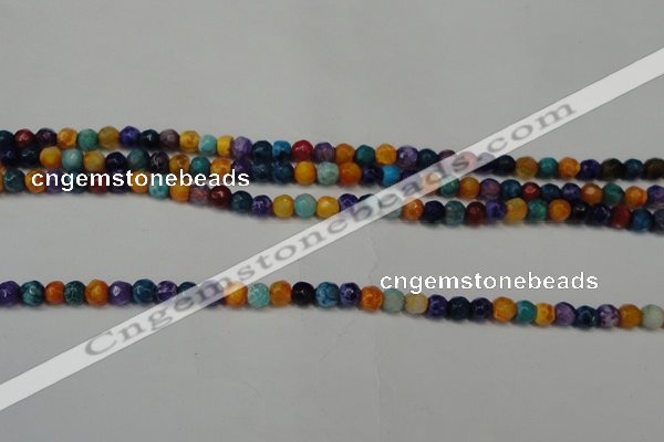 CAG5660 15 inches 4mm faceted round fire crackle agate beads