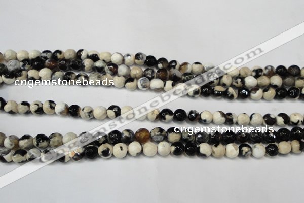 CAG5665 15 inches 6mm faceted round fire crackle agate beads