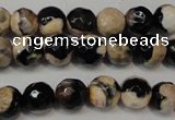 CAG5666 15 inches 6mm faceted round fire crackle agate beads