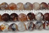 CAG5667 15 inches 6mm faceted round fire crackle agate beads