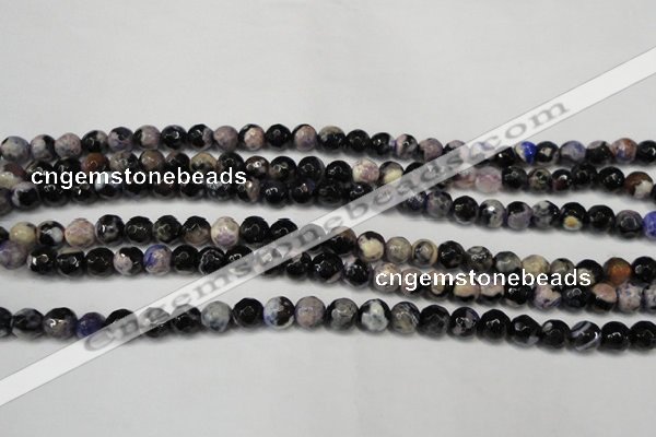 CAG5668 15 inches 6mm faceted round fire crackle agate beads
