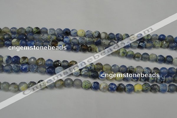 CAG5669 15 inches 6mm faceted round fire crackle agate beads