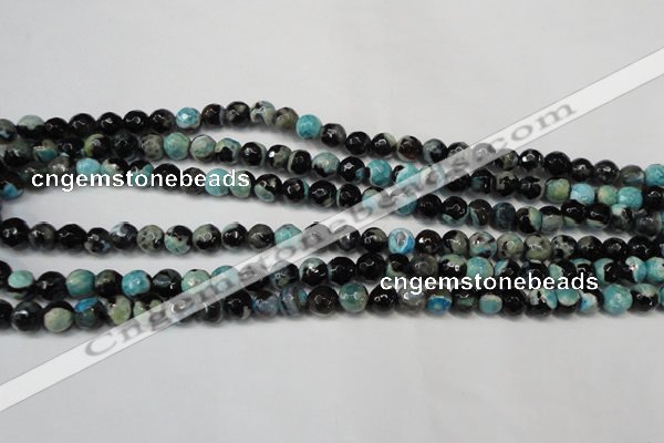 CAG5670 15 inches 6mm faceted round fire crackle agate beads