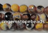 CAG5671 15 inches 6mm faceted round fire crackle agate beads