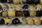 CAG5672 15 inches 6mm faceted round fire crackle agate beads