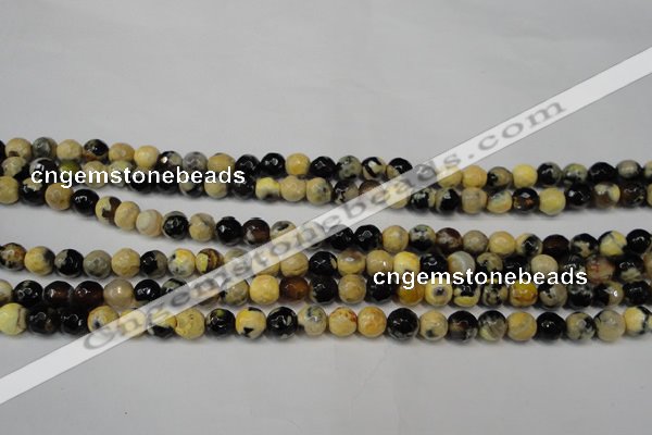CAG5672 15 inches 6mm faceted round fire crackle agate beads