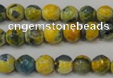 CAG5673 15 inches 6mm faceted round fire crackle agate beads