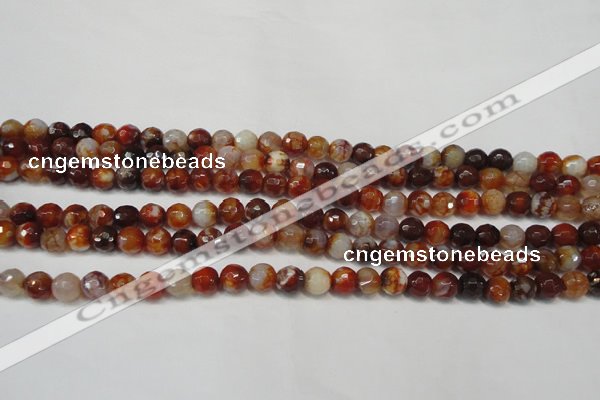 CAG5675 15 inches 6mm faceted round fire crackle agate beads