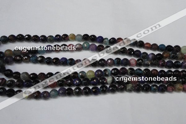 CAG5677 15 inches 6mm faceted round fire crackle agate beads