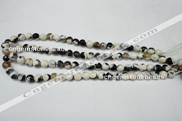 CAG5680 15 inches 8mm faceted round fire crackle agate beads