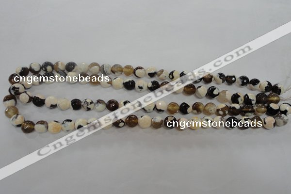 CAG5681 15 inches 8mm faceted round fire crackle agate beads