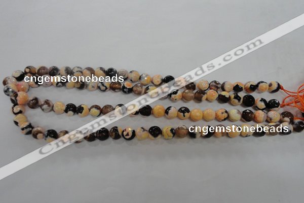 CAG5682 15 inches 8mm faceted round fire crackle agate beads