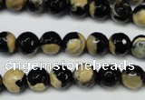 CAG5683 15 inches 8mm faceted round fire crackle agate beads