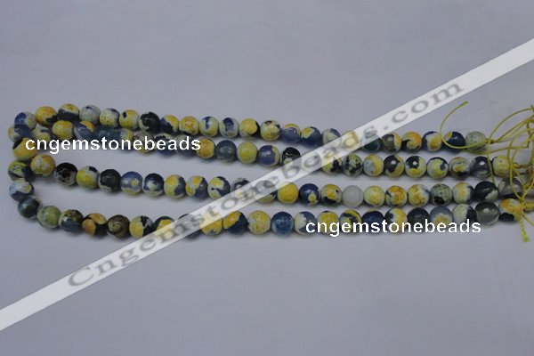 CAG5688 15 inches 8mm faceted round fire crackle agate beads
