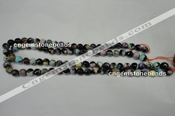 CAG5689 15 inches 8mm faceted round fire crackle agate beads