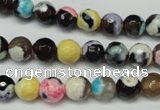 CAG5690 15 inches 8mm faceted round fire crackle agate beads