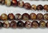 CAG5691 15 inches 8mm faceted round fire crackle agate beads