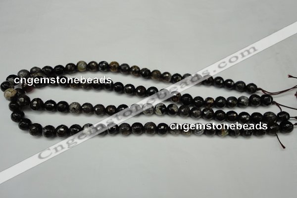 CAG5693 15 inches 8mm faceted round fire crackle agate beads