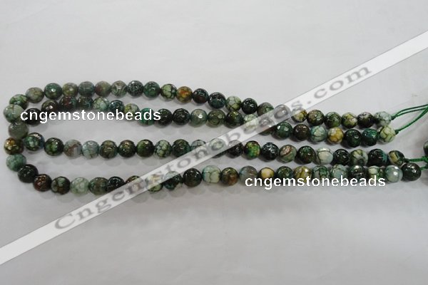 CAG5695 15 inches 8mm faceted round fire crackle agate beads