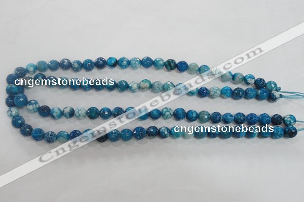 CAG5697 15 inches 8mm faceted round fire crackle agate beads