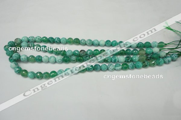 CAG5698 15 inches 8mm faceted round fire crackle agate beads