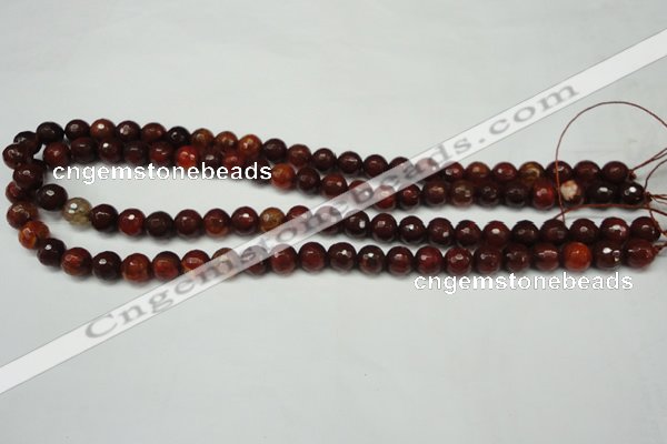 CAG5699 15 inches 8mm faceted round fire crackle agate beads