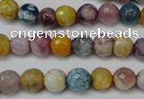 CAG5700 15 inches 8mm faceted round fire crackle agate beads