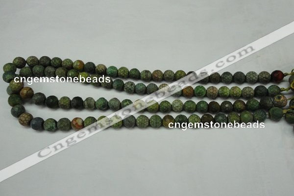 CAG5702 15 inches 8mm faceted round fire crackle agate beads