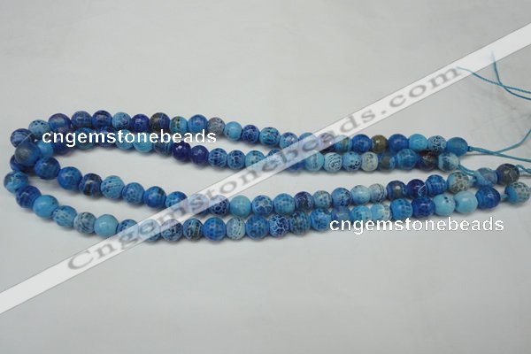 CAG5703 15 inches 8mm faceted round fire crackle agate beads